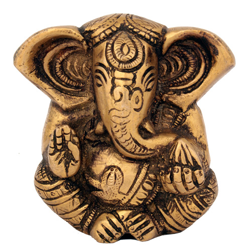 Ganesha mit OM, hell-antik, 7,5 cm